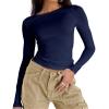 Dwnval Womens Basic Fall Long Sleeve Tight Fitted Workout Crop Tops, L view 1