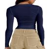 Dwnval Womens Basic Fall Long Sleeve Tight Fitted Workout Crop Tops, L view 2