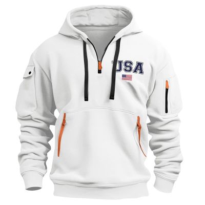 RTTUIOP Hoodies for Men Quarter Zip Pullover Tactical Sweatshirt Vintage Long Sleeve Casual Fashion Hoodie 1/4 Zip Pullover Sweatshirt Winter Hoodie Zip-Up Warm Clothes Jacket With Pockets