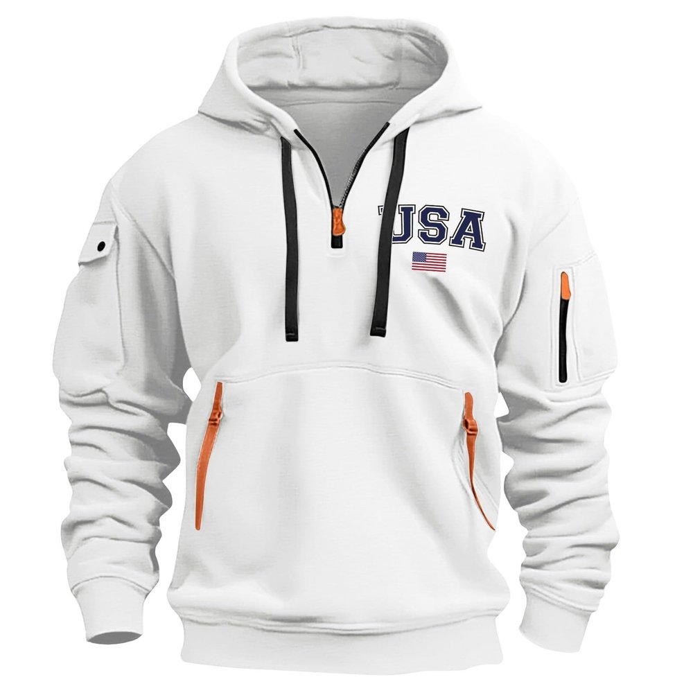 RTTUIOP Hoodies for Men Quarter Zip Pullover Tactical Sweatshirt Vintage Long Sleeve Casual Fashion Hoodie 1/4 Zip Pullover Sweatshirt Winter Hoodie Zip-Up Warm Clothes Jacket With Pockets