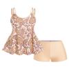 Rosegal Womens Plus Size Bohemian Paisley Print Tankini Swimwear with Boyshorts(Light Orange_1/2X) view 1