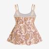 Rosegal Womens Plus Size Bohemian Paisley Print Tankini Swimwear with Boyshorts(Light Orange_1/2X) view 2
