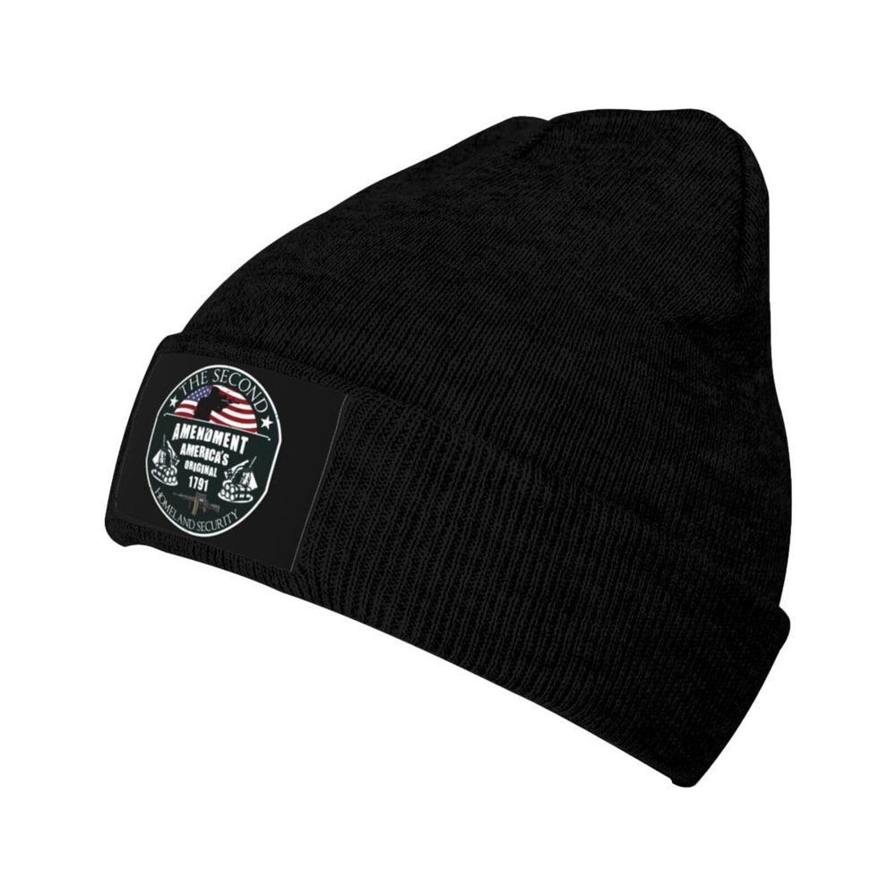 2nd Amendment Beanies Hats Men Women Cuffed Knit Hat Winter Warm Beanie Skull Cap Black