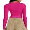 Dwnval Womens Basic Fall Long Sleeve Tight Fitted Workout Crop Tops, XS view 2