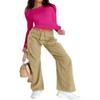 Dwnval Womens Basic Fall Long Sleeve Tight Fitted Workout Crop Tops, XS view 3