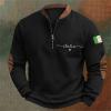Mens Casual Sweatshirt Italian Flag Printed Elbow Patch Zip Long Sleeve Pullovers Fashion Loose Comfy Tops Plus Size view 2