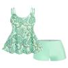 ROSE GAL Womens Plus Size Bohemian Paisley Print Tankini Swimwear with Boyshorts(Green_1/M) view 1