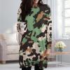Army Green Camouflage Women's Sweatshirts Dress Long Sleeve Pullover Shirts Loose Fit Tops Mini Dress with Pockets 2XS view 3
