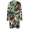 Army Green Camouflage Women's Sweatshirts Dress Long Sleeve Pullover Shirts Loose Fit Tops Mini Dress with Pockets 2XS view 4