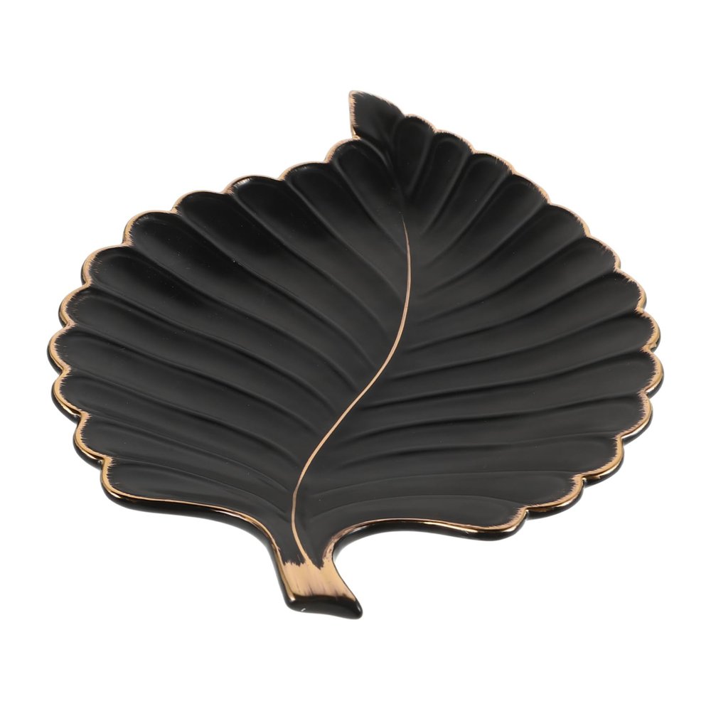 TENDYCOCO Ceramic Trinket Tray Gold Edging Versatile Nightstand Candy Dish for Decorative Plate