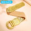 Yalice Sparkle Sequins Elastic Waist Belt Stretchy Wide Waist Belts for Dresses Lady Leather Belt for Women (Gold, Fits Waist Size25-32) view 2