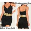 Yalice Sparkle Sequins Elastic Waist Belt Stretchy Wide Waist Belts for Dresses Lady Leather Belt for Women (Gold, Fits Waist Size25-32) view 3