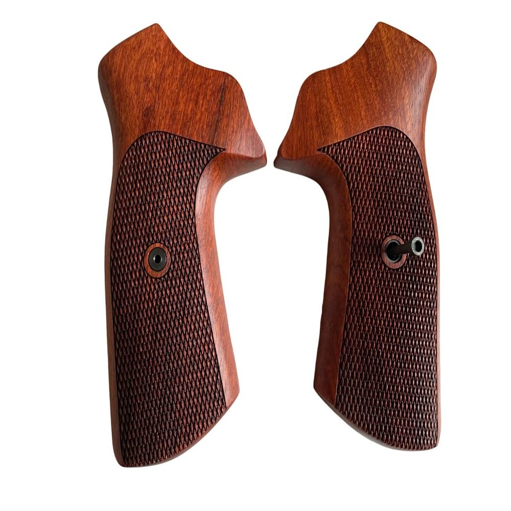 New Handmade reproductive Checker Engraved Padauk Wood Grips Compatible with Ruuggerr GP 100, Super Redhawk, #GP100-03