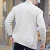 JEShifangjiusu Men's Shawl Collar Cardigan Sweaters Cable Knitted Outerwear Ribbed Hem Cuff Soft Knitwear with Buttons (White,3X-Large) view 2