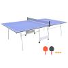 9ft Medium Table Tennis Table, Foldable Table Tennis Table, Standard Size, with Spinning Wheels, Foldable Portable Table Tennis Table Set for Indoor Games, with 2 Table Tennis Paddles and 3 Balls