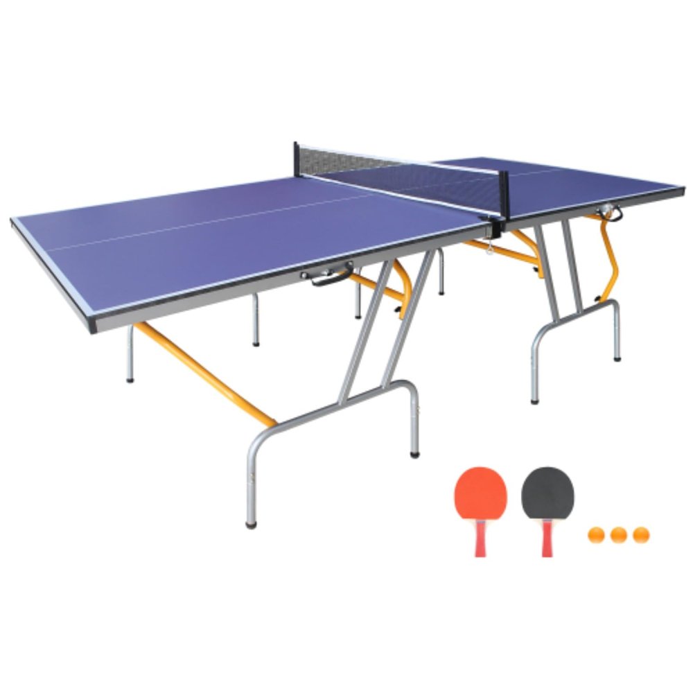 8ft Medium Ping Pong Table, Foldable Table Tennis Table, Foldable Portable Table Tennis Table Set for Indoor Games with Folding Legs with 2 Ping Pong Paddles and 3 Balls