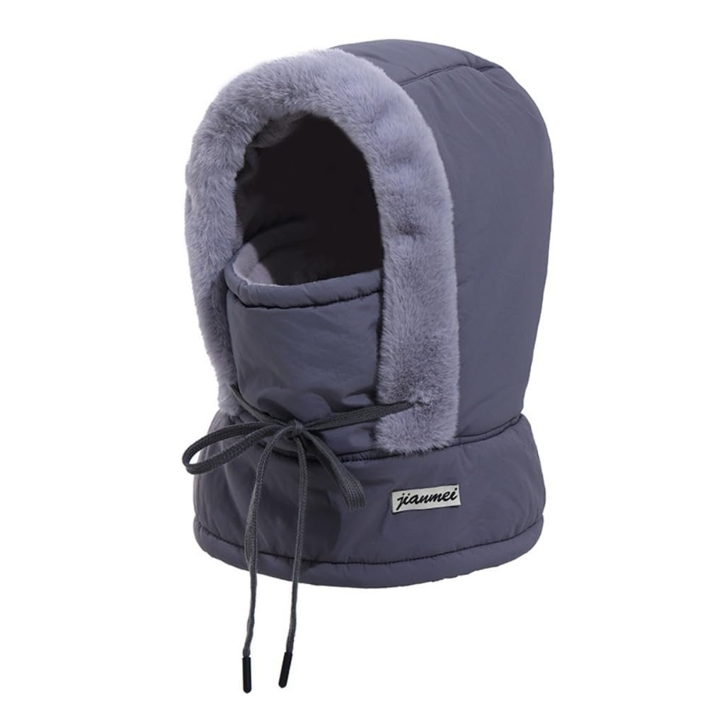 Dark Grey Warm Hat Windproof Cycling Cap Pullover Cap Neck Warmer 4-in-1 Beanies Cap for Outdoor