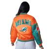STARTER Women's Aqua/Orange Miami Dolphins Zone Blitz Cropped Full-Snap Satin Jacket view 2