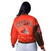STARTER Women's Brown/Orange Cleveland Browns Zone Blitz Cropped Full-Snap Satin Jacket view 2