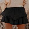 Aoudery Flowy Shorts for Women Casual Boho Ruffle Tiered Skorts High Waist Mini Skirts Golf Tennis Butterfly Crochet Shorts - Black M view 2