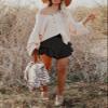 Aoudery Flowy Shorts for Women Casual Boho Ruffle Tiered Skorts High Waist Mini Skirts Golf Tennis Butterfly Crochet Shorts - Black M view 4