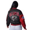 STARTER Women's Red/Black Atlanta Falcons Zone Blitz Cropped Full-Snap Satin Jacket view 2