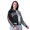 STARTER Women's Black/Silver Las Vegas Raiders Zone Blitz Cropped Full-Snap Satin Jacket view 1