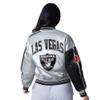 STARTER Women's Black/Silver Las Vegas Raiders Zone Blitz Cropped Full-Snap Satin Jacket view 2