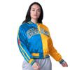 STARTER Women's Powder Blue/Gold Los Angeles Chargers Zone Blitz Cropped Full-Snap Satin Jacket view 1