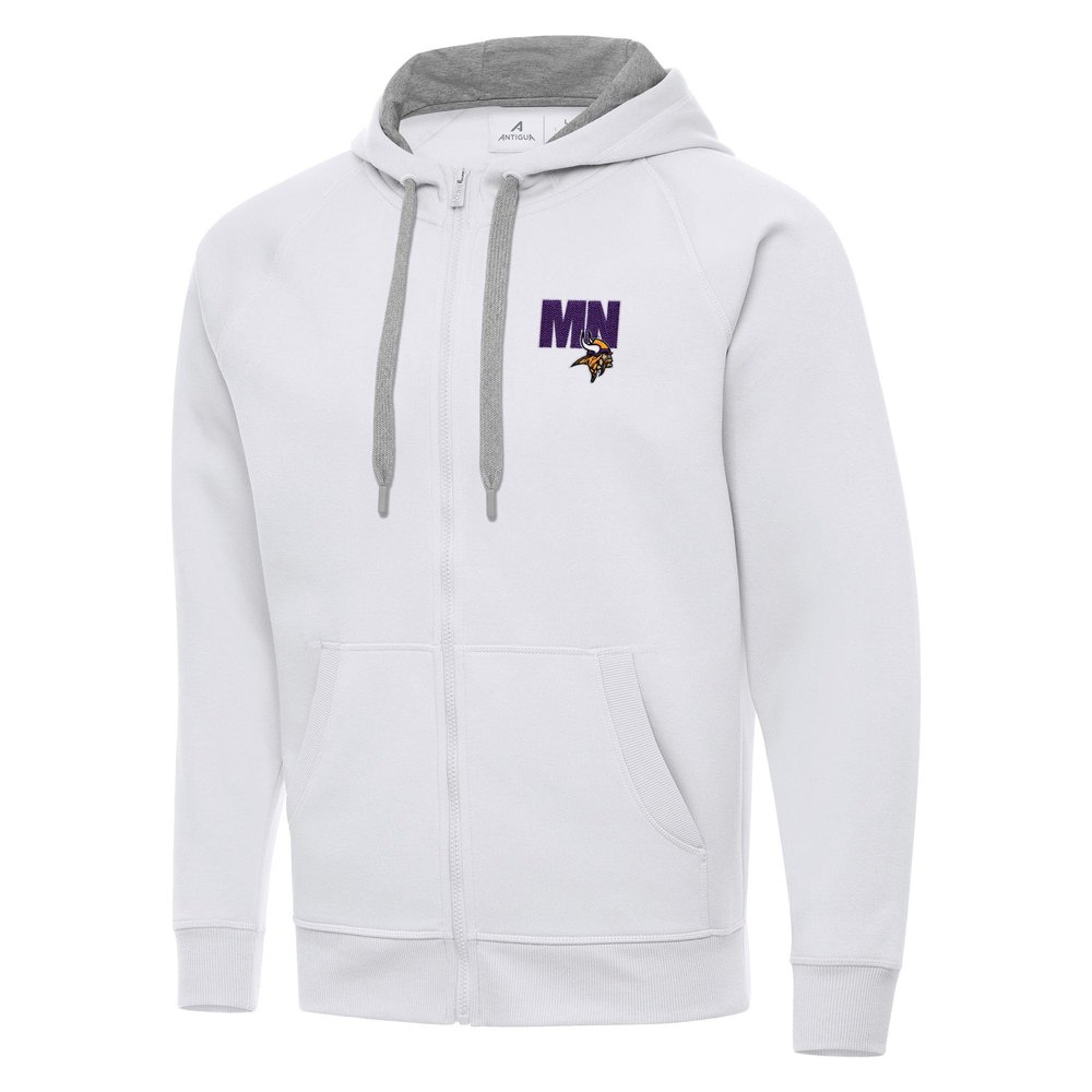 Antigua Men's White Minnesota Vikings Victory Full-Zip Hoodie