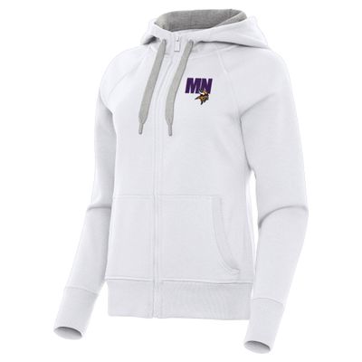Antigua Women's White Minnesota Vikings Victory Full-Zip Hoodie