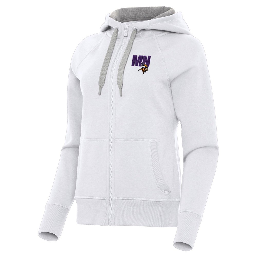 Antigua Women's White Minnesota Vikings Victory Full-Zip Hoodie