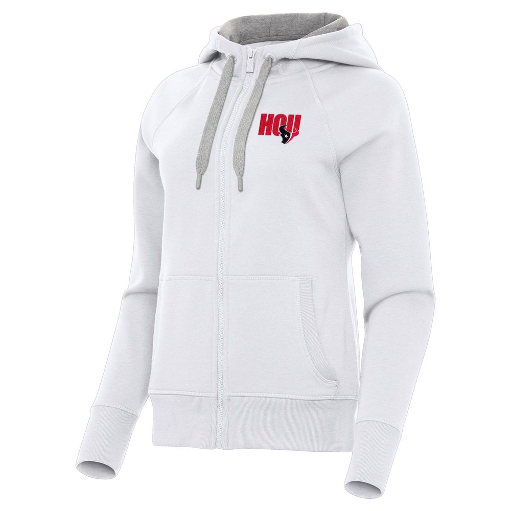 Antigua Women's White Houston Texans Victory Full-Zip Hoodie