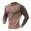 Men's Printed Knitted Pullover Casual Waffle Long Sleeve Male Knits Sweaters Vintage Round Neck Knit Sweater (Khaki,Medium) view 1