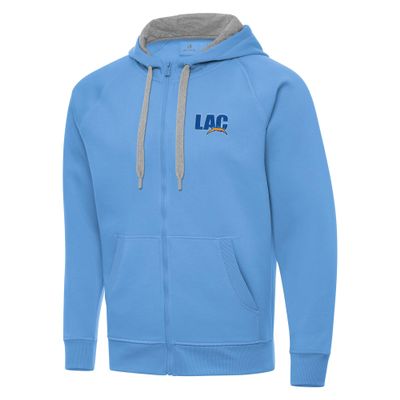 Antigua Men's Powder Blue Los Angeles Chargers Victory Full-Zip Hoodie