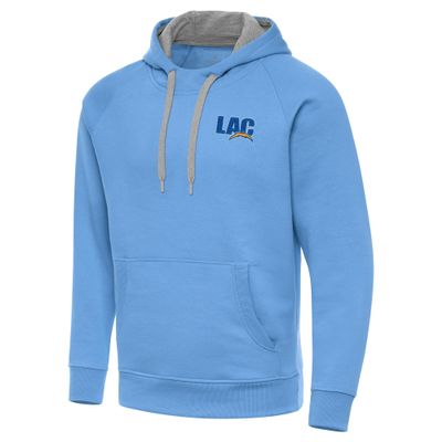 Antigua Men's Powder Blue Los Angeles Chargers Victory Pullover Hoodie
