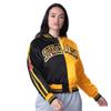 STARTER Women's Black/Gold Pittsburgh Steelers Zone Blitz Cropped Full-Snap Satin Jacket view 1