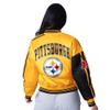 STARTER Women's Black/Gold Pittsburgh Steelers Zone Blitz Cropped Full-Snap Satin Jacket view 2