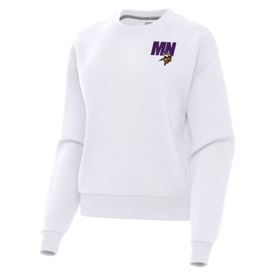 Antigua Women's White Minnesota Vikings Victory Pullover Sweatshirt