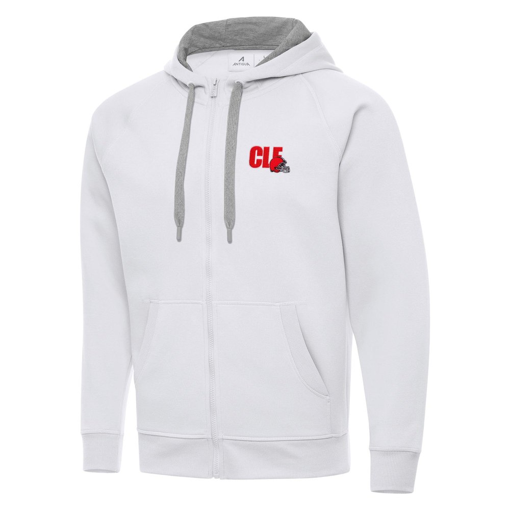 Antigua Men's White Cleveland Browns Victory Full-Zip Hoodie