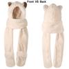 Cat Ears Winter Hat Scarf Gloves Set, 3-in-1 Plush Animal Hat Faux Fur Hooded Scarf Set for women kids view 4