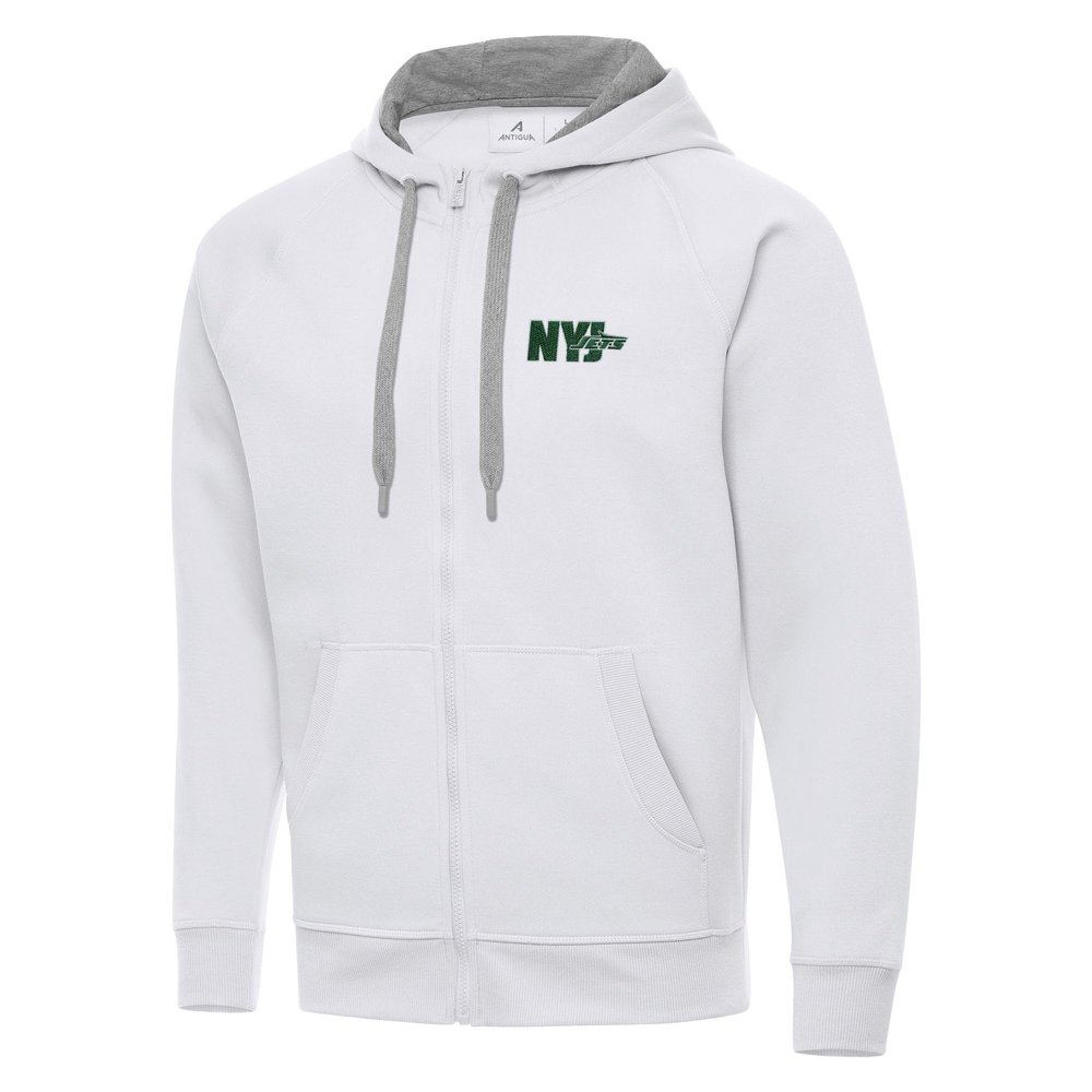 Antigua Men's White New York Jets Victory Full-Zip Hoodie