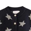 Toddler Boys Girls Star Pattern Sweater Cardigan Kids Baby Crewneck Long Sleeve Button Up Knitted (Black, 18-24 Months) view 2