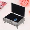 Aqur2020 Rose Carving Jewelry Box with Three Compartments, Zinc Alloy Jewelry Storage for Rings, Earrings, Necklaces view 4