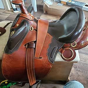 AD Saddlery Australian Stock Horse Saddle English Leather Collection Youth Stockman Bush Rider, Horn Over Girth Under Girth Equestrian Outrider Poly Outback Poley Accessories,M32 (11)