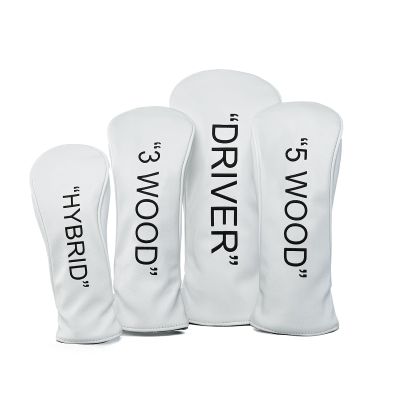 Golf Club Covers Leather Driver Headcover, Fairway Wood, 3 Wood, Hybrid, Fits Mallet Blade Putter Head Covers Alignment Stick Cover (Set)