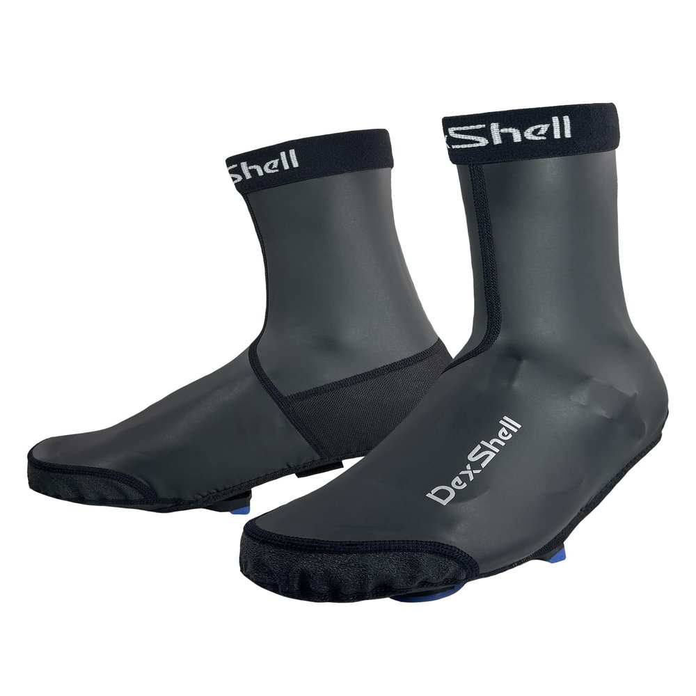 DexShell Cycling Shoe Covers for Men and Women, Showerproof & Windproof Lightweight PU Coated Fleece, Zipperless Biking Overshoes, Unisex MD, Black