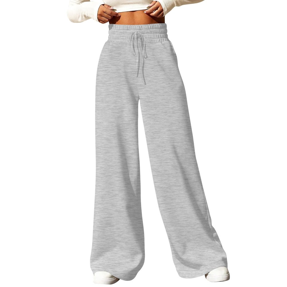 Wide Leg Sweatpants Women Baggy Flared Pants Casual Comfy High Waisted Y2k Sweatpants Lightweight Joggers with Pockets Loose Fit Drawstring Pants Winter Pants 2024 Straight Leg Sweatpants Lounge Pants