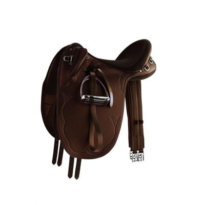 AD Saddlery Australian Stock Horse Saddle English Leather Collection Youth Stockman Bush Rider, Without Horn Hornless Over Girth Under Girth Equestrian Outrider Poly Outback Poley,M08 (16)