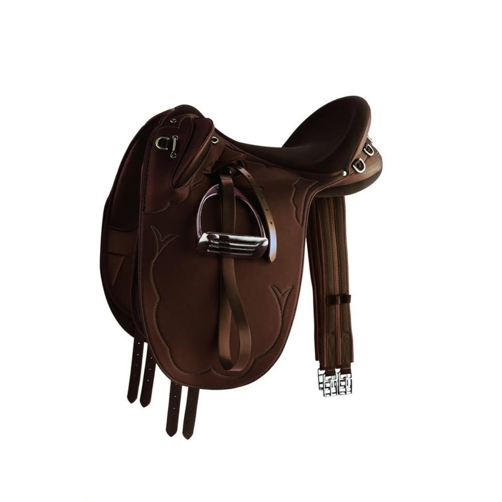 AD Saddlery Australian Stock Horse Saddle English Leather Collection Youth Stockman Bush Rider, Without Horn Hornless Over Girth Under Girth Equestrian Outrider Poly Outback Poley,M08 (16)